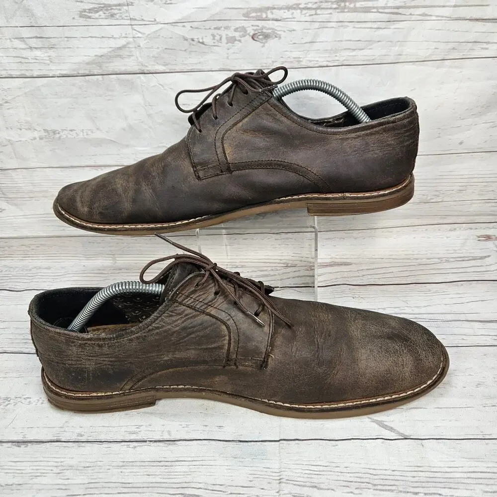 Ben Sherman Mens Size 12 Brown Leather Cap Toe Derby Dress Shoes